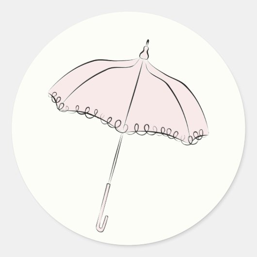 Roze Parasol Ronde Sticker (Voorkant)