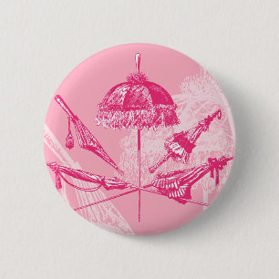 Roze Parasols Ronde Button 5,7 Cm