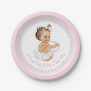 Roze Parel Ballerina Baby Shower Papieren Bordje