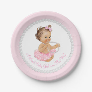 Roze Parel Ballerina Baby Shower Papieren Bordje