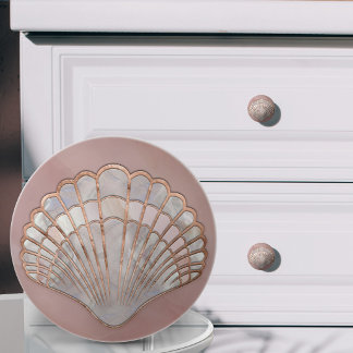 Roze Parel en Roze Gouden Schelp Keramische Knop