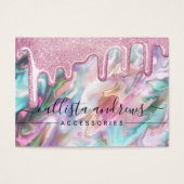 Roze Parel Opal Glitter Drips Lage Oorbel Logo Visitekaartje (Voorkant)