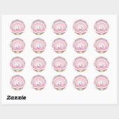 Roze Parel Oyster Ronde Sticker (Vel)