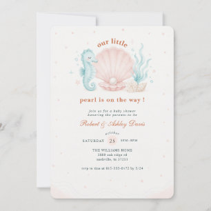 Roze Parel Zeeschelp Baby Shower Kaart