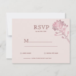 Roze parelkleurige, horizontale RSVP-botanische bu RSVP Kaartje