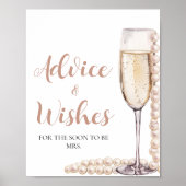 Roze Parels en Prosecco Advies en Wensen Sign Poster (Voorkant)