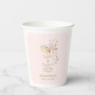 Roze Parels en Prosecco Bruidsdouche Papieren Bekers