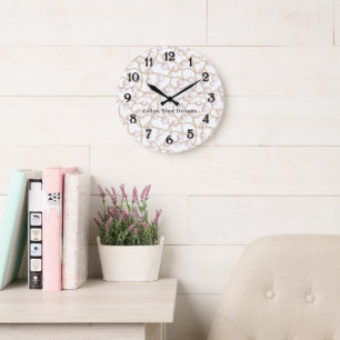 Roze Parels Gouden Ketting Grote Klok