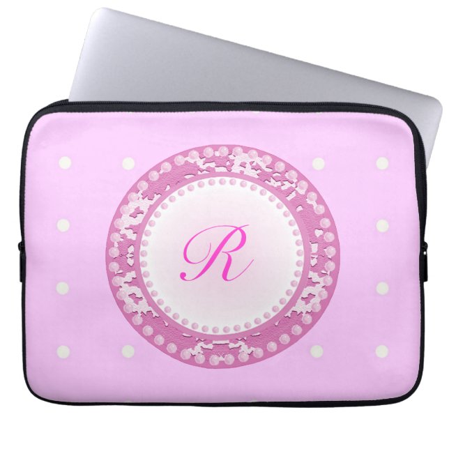 Roze parels laptop sleeve (Voorkant)