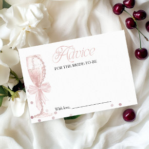 Roze Parels & Prosecco Bruidsdiner Advieskaart Kaart