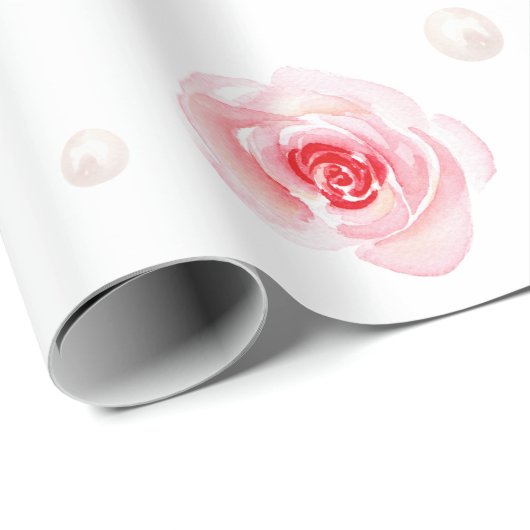 Roze Parels & Prosecco Bruidsfeest Bruiloftsgesche Cadeaupapier (Rol Hoek)