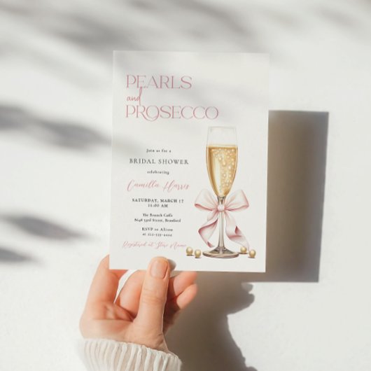 Roze Parels & Prosecco Minimaal Vrijgezellenfeest Kaart