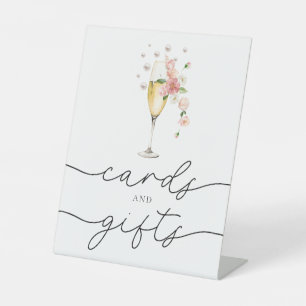 Roze Parels & Prosecco Vrijgezellenfeest Kaarten & Reclamebord Met Voetstuk