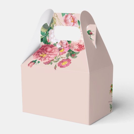 Roze parfumfles bloemige bruidsdouche bedankdoosjes (Achterkant)