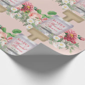 Roze Parfumfles Bloemige Bruiloft  Cadeaupapier (Hoek)