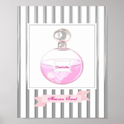 roze parfumfles op maat poster (Voorkant)