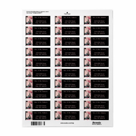 roze parijs eiffel tower - bestemming bruiloft etiket (Full Sheet)
