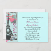 roze parijs eiffel tower - bestemming bruiloft kaart (Voorkant)