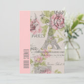 roze parijs eiffeltoren vrijgezellenfeest kaart (Staand voorkant)