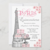 Roze Parijs Quinceanera Kaart (Voorkant)