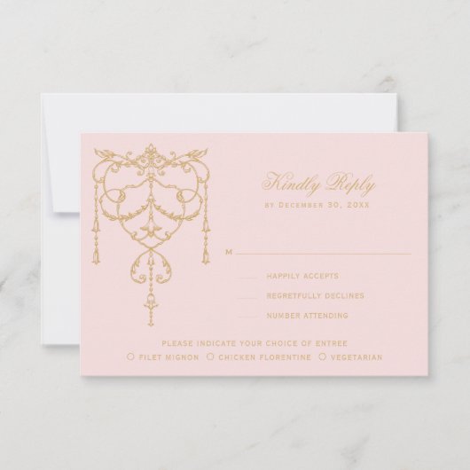   roze Parijs RSVP Kaartje (Voorkant)