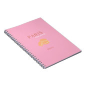 Roze Parijse reisrecorder met kunstpreppy art deco Notitieboek (Rechterzijde)