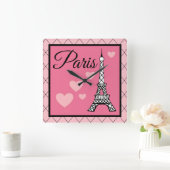 Roze Parijse wandklok  Vierkante Klok (Huis)