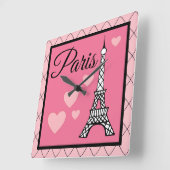 Roze Parijse wandklok  Vierkante Klok (Hoek)