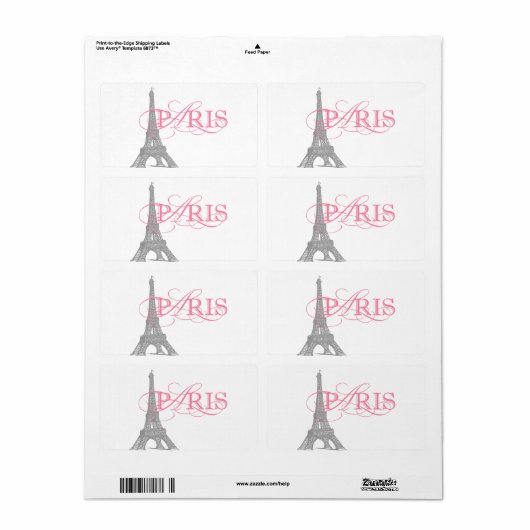 Roze Parijse Waterfles Etiket (Full Sheet)