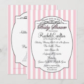 Roze Paris Baby shower Uitnodiging (Voorkant / Achterkant)
