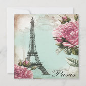  roze Paris Baby Shower Uitnodigingen (Achterkant)
