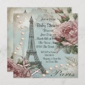  roze Paris Baby Shower Uitnodigingen (Voorkant / Achterkant)