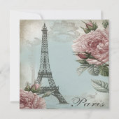  roze Paris Baby Shower Uitnodigingen (Achterkant)