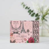 Roze Paris Collage Briefkaart (Staand voorkant)