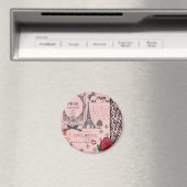  Roze Paris Collage Magneet (Insitu (Vaatwasser))