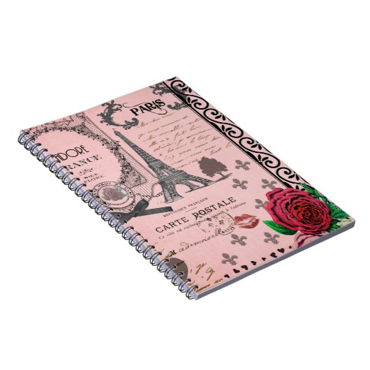  Roze Paris Collage notebook Notitieboek (Rechterzijde)
