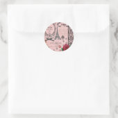 Roze Paris Collage Ronde Sticker (Tas)