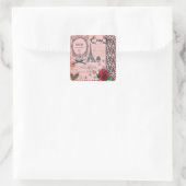  Roze Paris Collage Vierkante Sticker (Tas)