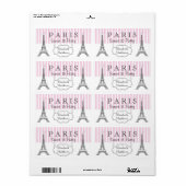Roze Paris Eiffel Tower Sweet 16 Name Etiket (Full Sheet)
