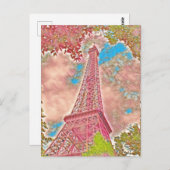 Roze Paris Impressionist Eiffel Tower Briefkaart (Voorkant / Achterkant)