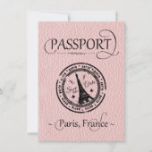 Roze Paris Passport Save the Date Kaart (Voorkant)