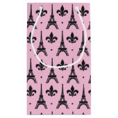 Roze Paris patroontas Eiffel-tower Klein Cadeauzakje (Achterkant)