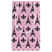 Roze Paris patroontas Eiffel-tower Klein Cadeauzakje (Voorkant)