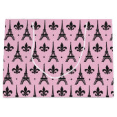 Roze Paris patroontas Eiffel-tower Large Cadeauzakje (Voorkant)