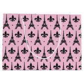 Roze Paris patroontas Eiffel-tower Large Cadeauzakje (Achterkant)