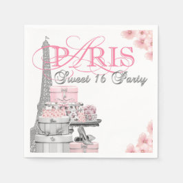 Roze Paris Sweet 16 verjaardagsfeestje Servet