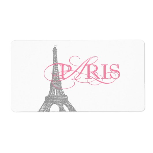 Roze Paris Waterfles Etiket (Voorkant)