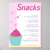 Roze Party Cupcake Zoete Snacks Menu Poster (Voorkant)