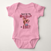 Roze Party Monkey 1e Verjaardag Tshirts en geschen (Voorkant)