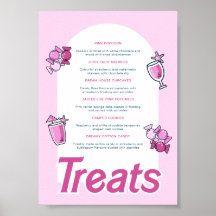 Roze Party Sweet Treats Menu